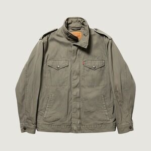Levis Military Field Jacket Utility Coat Mens Olive Green Cotton Lg Relaxed Fit